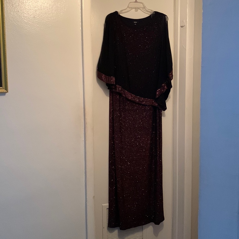 MSK purple and black sequin evening gown